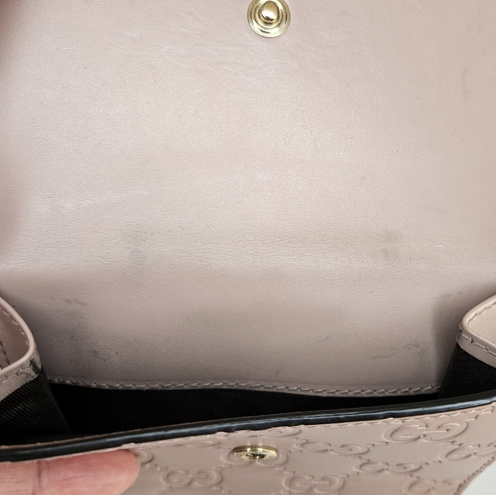 100% Authentic GUCCI GG Pattern Guccissima Bifold Wallet Leather Pink Preloved - Picture 8 of 15